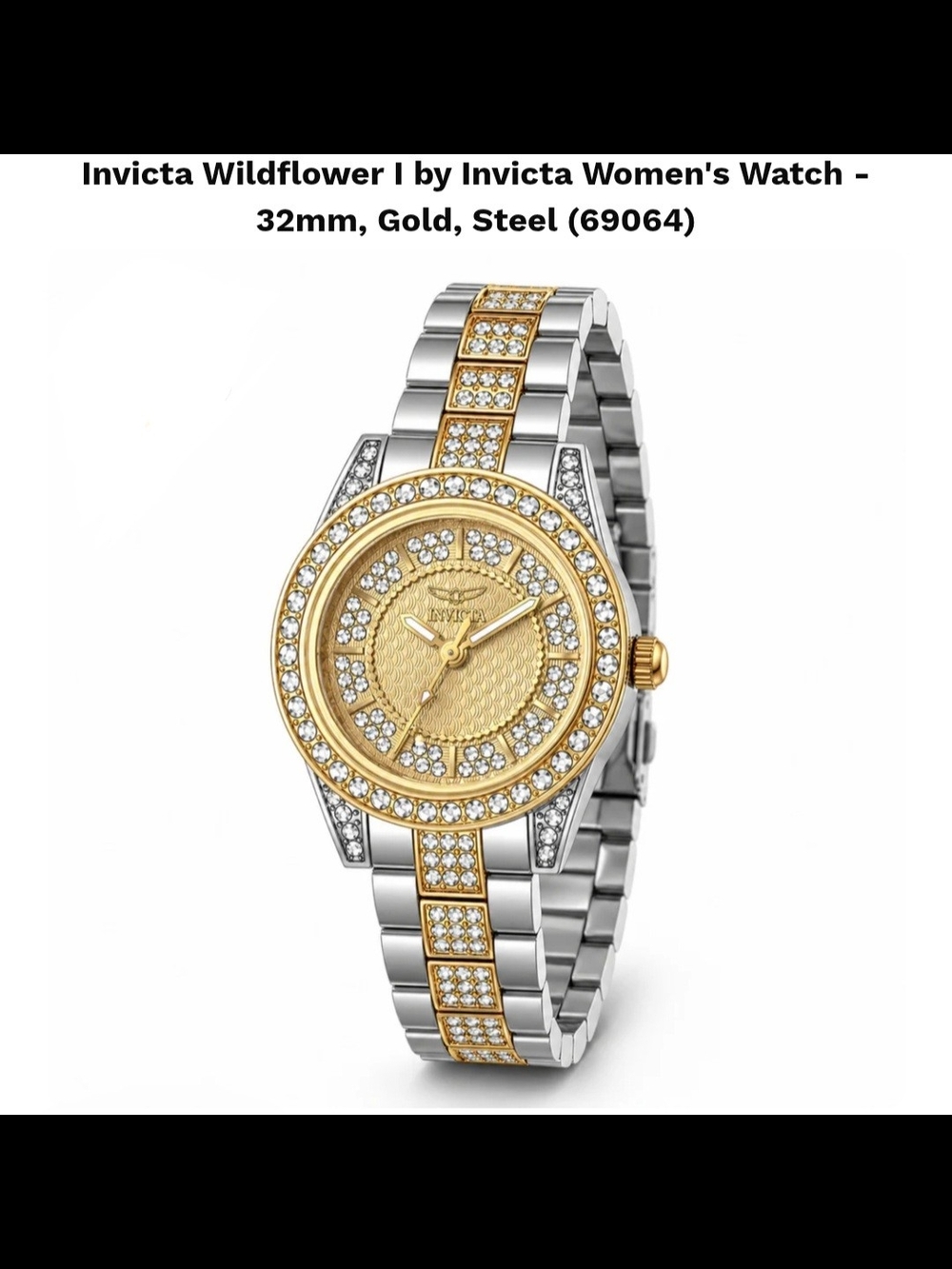 Invicta Two-Tone Gold and Silver Crystal-Embellished Women's Watch - WILDFLOWER